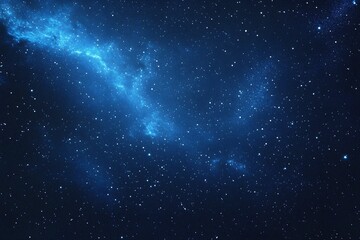 Obraz premium Starry sky background, blue night sky full of stars, glowing stars in the dark space, starry background, dark night, stars in the distance, starlight, dark background with a blue glow, night sky. 