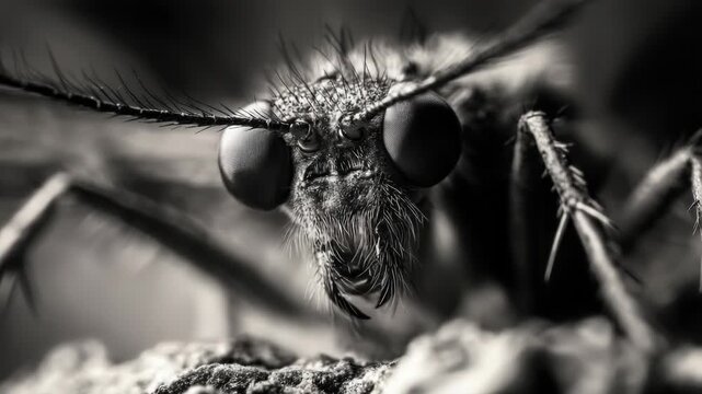 A close-up shot of a bug in monochrome