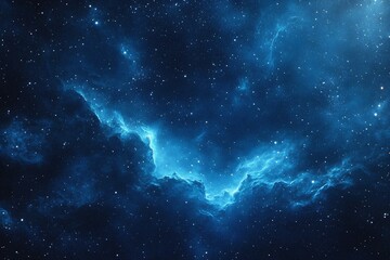 Starry sky background, blue night sky full of stars, glowing stars in the dark space, starry background, dark night, stars in the distance, starlight, dark background with a blue glow, night sky.	
