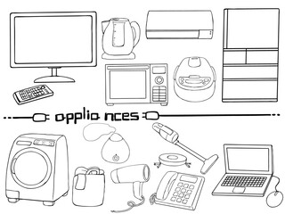 生活家電 素材 セット 線画