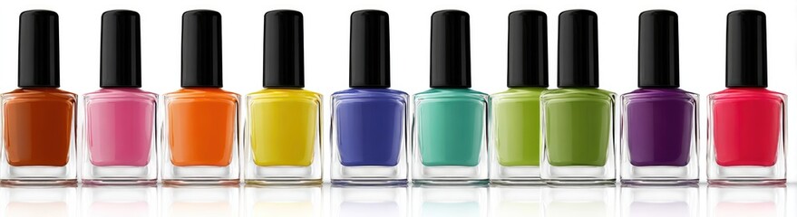Obraz premium Row of colorful nail polish bottles (1)