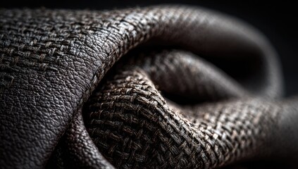 Fototapeta premium Close-up view of dark brown leather texture