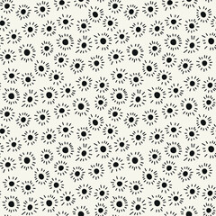 Vector seamless pattern. Naive fireworks. Simple tileable design. Stylish structure of natural spots. Abstract monochrome background. Can be used as swatch in Illustrator. Black-and-white stars.