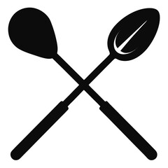 Black silhouette of crossed spatula and spoon