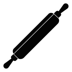 Black silhouette of a rolling pin on a white background