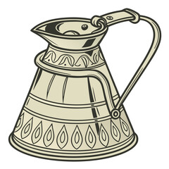 Traditional brass ghagar milk pot illustration on white background