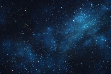 Obraz premium Starry sky background, blue night sky full of stars, glowing stars in the dark space, starry background, dark night, stars in the distance, starlight, dark background with a blue glow, night sky. 