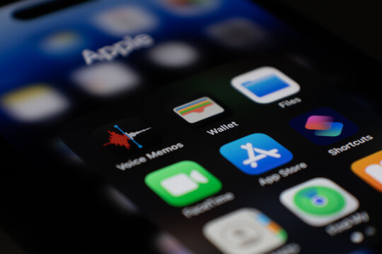 Istanbul, Turkiye - August 5, 2025: Closeup Wallet app on iPhone 14 Pro home screen