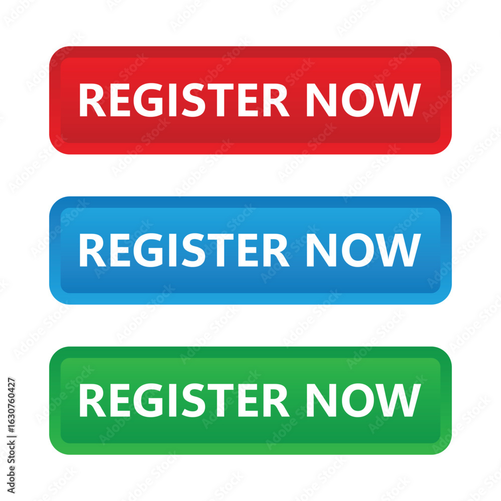 Fototapete register now vector web button. Web button with action of register now. UI button concept. Vector illustration