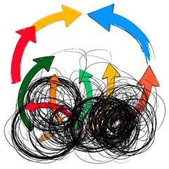 Colorful arrows, tangled chaos