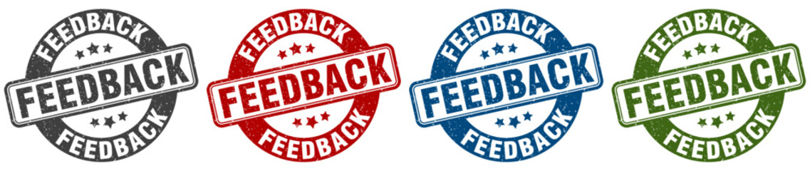 feedback stamp. feedback round stamp set isolated on white background