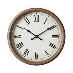 Vector classic black round wall clock isolated on white transparent background, PNG 