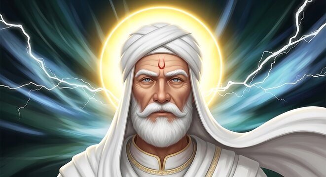 Ancient Wisdom Keeper Radiates Divine Light and Spiritual Power