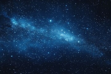 Obraz premium Starry sky background, blue night sky full of stars, glowing stars in the dark space, starry background, dark night, stars in the distance, starlight, dark background with a blue glow, night sky. 