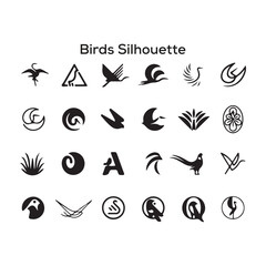 Flying birds silhouettes on white background. Vector illustration. isolated bird flying. tattoo design.