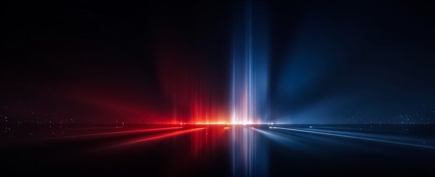 Dark blue and red background with a bright blue line in the middle.