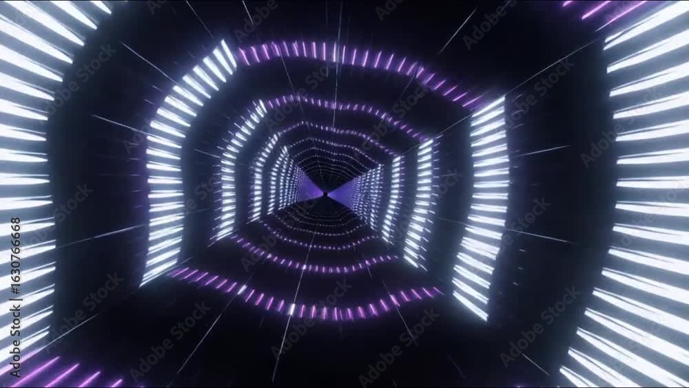 Aufkleber hypnotic tunnel of light: a futuristic tunnel illuminated with vibrant, geometric patterns, creating