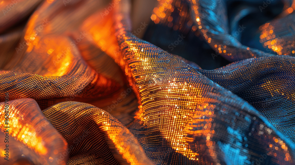 Aufkleber shimmering fabric texture with metallic threads creates vibrant visual effect, showcasing blend of w
