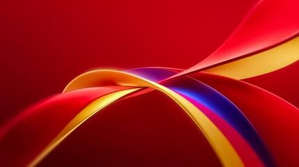 Red and yellow ribbon with a blue stripe. The ribbon is curved and has a wavy appearance