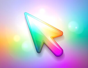 Colorful cursor graphic on soft color background