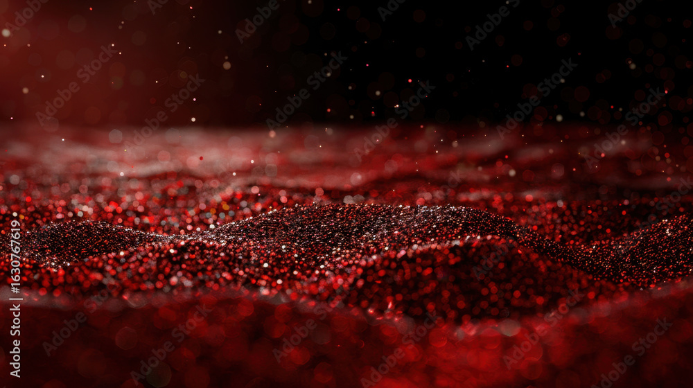 Poster shiny red glitter texture background with light flare creates mesmerizing visual effect, evoking fee