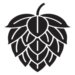 Fototapeta premium Black and white illustration of a hop cone, isolated on white background a key ingredient in beer brewing, this botanical vector graphic represents the natural flavor and aroma of the plant