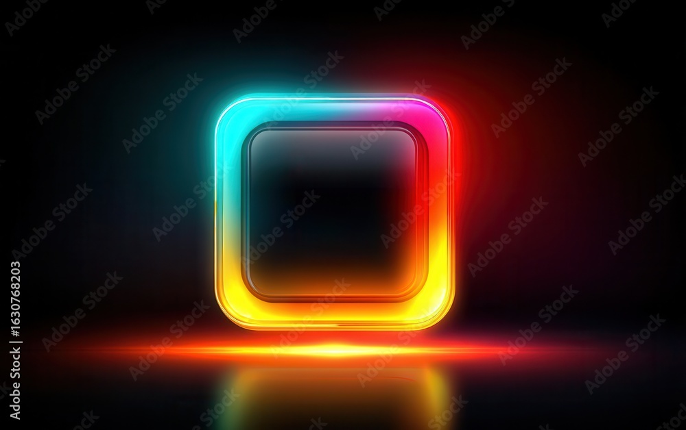 Poster multicolored glowing square frame creating a vibrant digital expression