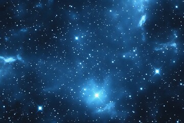 Obraz premium Starry sky background, blue night sky full of stars, glowing stars in the dark space, starry background, dark night, stars in the distance, starlight, dark background with a blue glow, night sky. 
