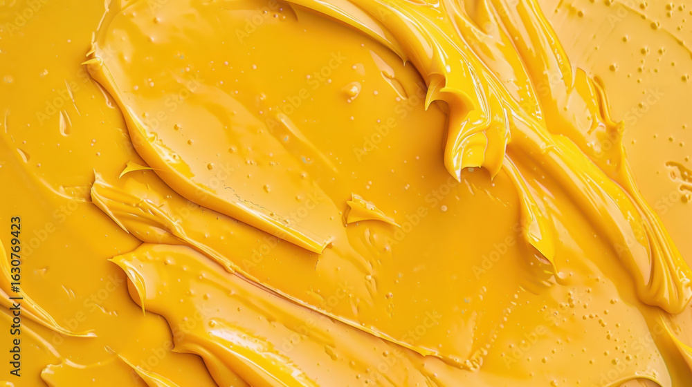 Poster smooth wax texture with soft diffused surface creates vibrant yellow backdrop, evoking sense of warm