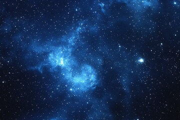 Obraz premium Starry sky background, blue night sky full of stars, glowing stars in the dark space, starry background, dark night, stars in the distance, starlight, dark background with a blue glow, night sky. 