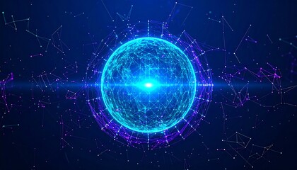 Abstract sphere with interconnected lines and dots