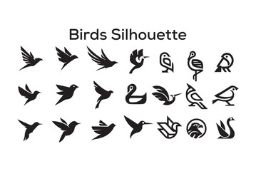 Flying birds silhouettes on white background. Vector illustration. isolated bird flying. tattoo design.