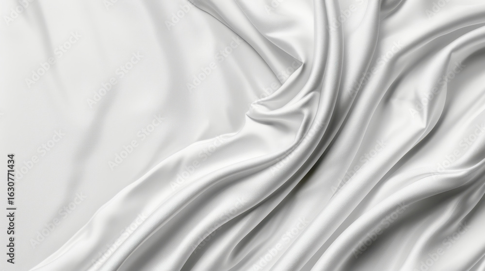 Poster soft white abstract background with smooth flowing fabric, creating elegant and serene atmosphere. g
