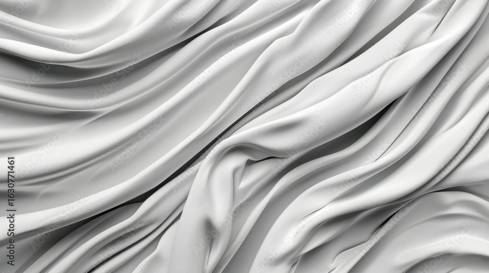 Aufkleber soft white abstract background with smooth flowing fabric, creating serene and elegant atmosphere. g