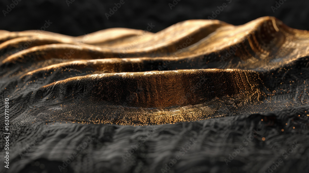 Aufkleber mesmerizing golden stream texture flows across dark velvet background, creating elegant and luxuriou