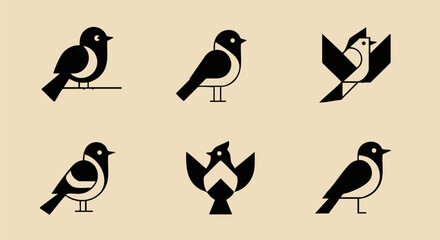 set of vector birds