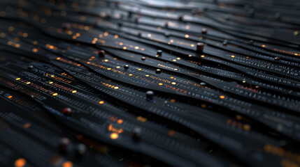 Digital data flows mesmerizing pattern, showcasing vibrant lines and glowing elements that evoke sense of technological chaos and innovation. intricate design captures essence of modern computing