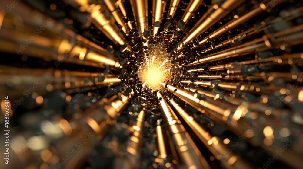 Aufkleber stylized beams of light radiate from central point, creating mesmerizing visual effect. golden hues 
