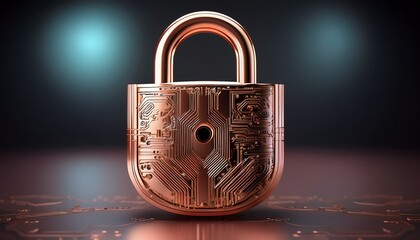 rose gold padlock with circuit board design