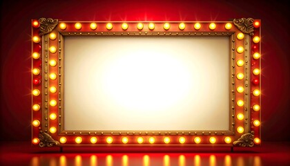 Retro marquee frame on red background