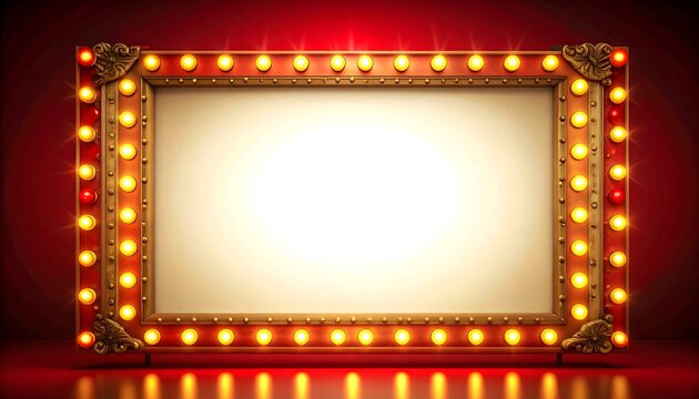 Retro marquee frame on red background