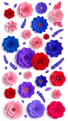 Colorful floral design with various flower shapes and colors