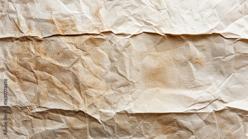 Aufkleber crinkled surface of aged paper with natural texture, featuring subtle stains and creases, creating v