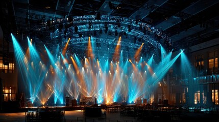 Grand stage with vibrant lighting