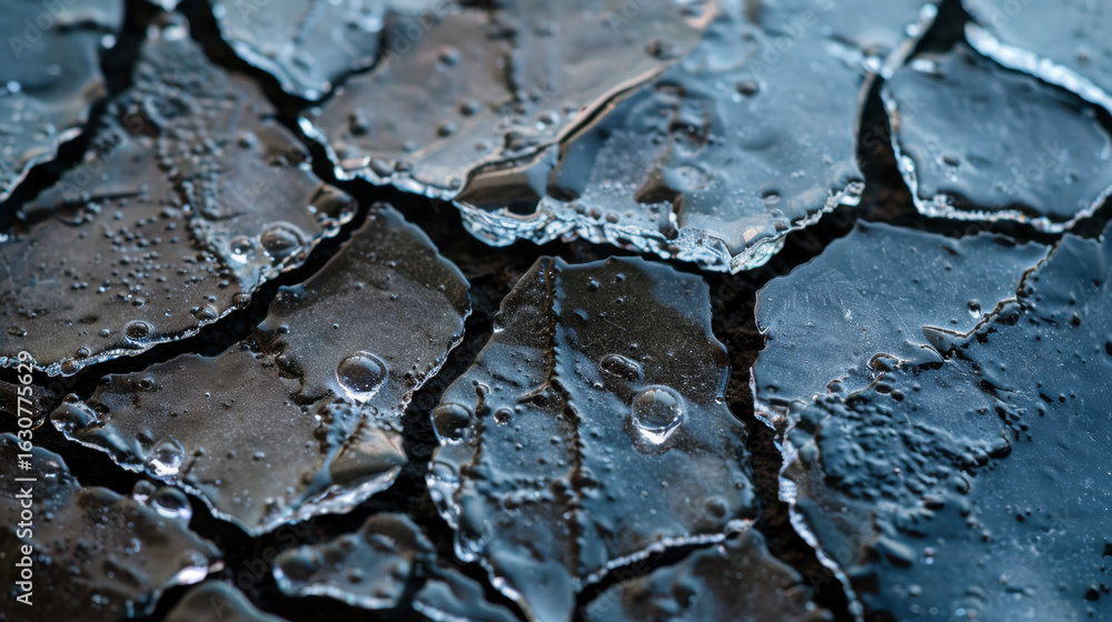 Poster textured ice surface with cracks and frozen bubbles creates captivating visual. intricate patterns a