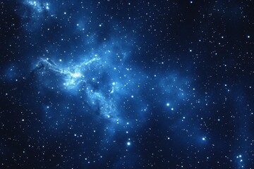 Obraz premium Starry sky background, blue night sky full of stars, glowing stars in the dark space, starry background, dark night, stars in the distance, starlight, dark background with a blue glow, night sky. 