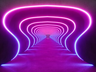 colorful modern lighting with interior empty space, 3d rendering sci-fi concept