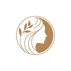 Elegant woman and laurel wreath logo