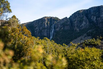 waterfall in the mountains