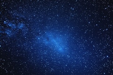 Obraz premium Starry sky background, blue night sky full of stars, glowing stars in the dark space, starry background, dark night, stars in the distance, starlight, dark background with a blue glow, night sky. 